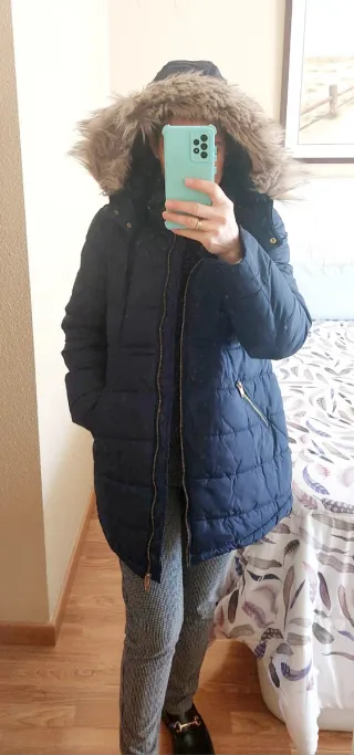 Abrigo premamá acolchado azul