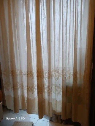 Coppia Tende Beige con Motivo Floreale