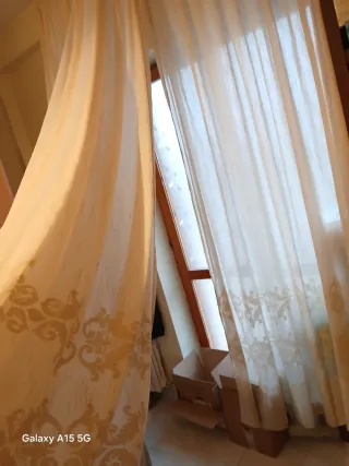 Coppia Tende Beige con Motivo Floreale