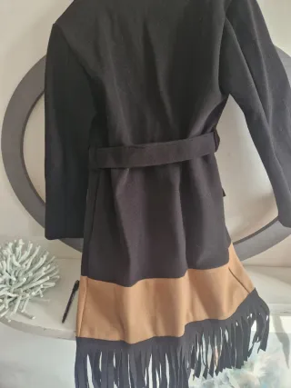 Cappotto Italian style ,Beige e Nero con Frange