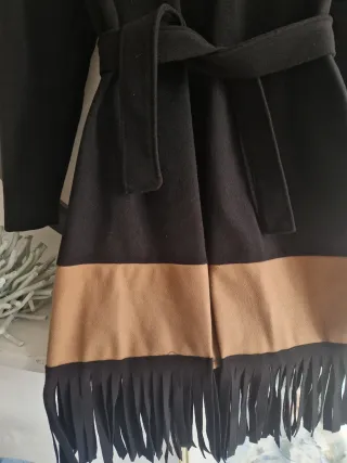 Cappotto Italian style ,Beige e Nero con Frange