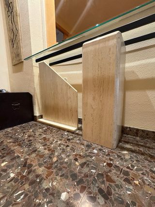 Recibidor Mármol Travertino y Cristal retro 80/90s