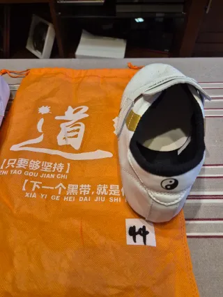 Zapatos Taekwondo TKDSHDES Blancos Dorados numer44