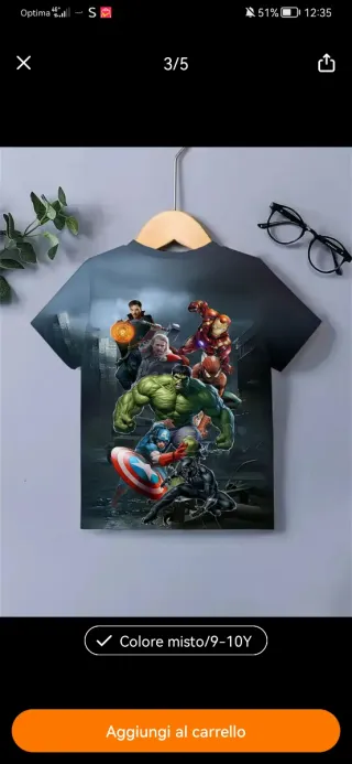 Maglia Avengers 9-10 anni