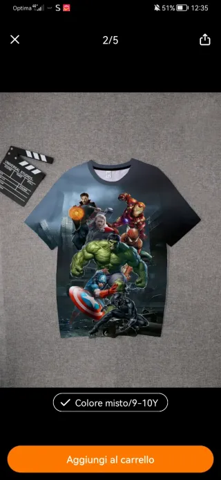 Maglia Avengers 9-10 anni
