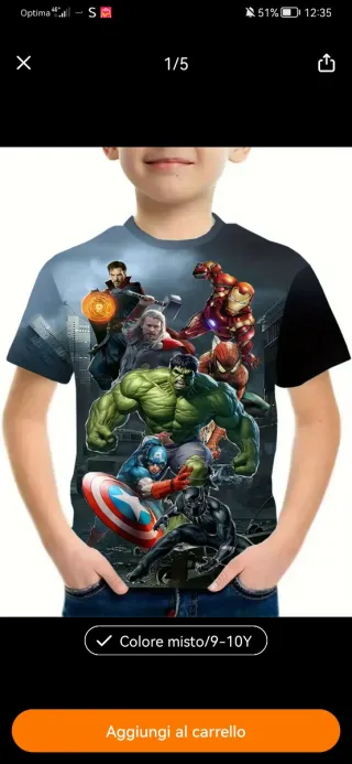 Maglia Avengers 9-10 anni