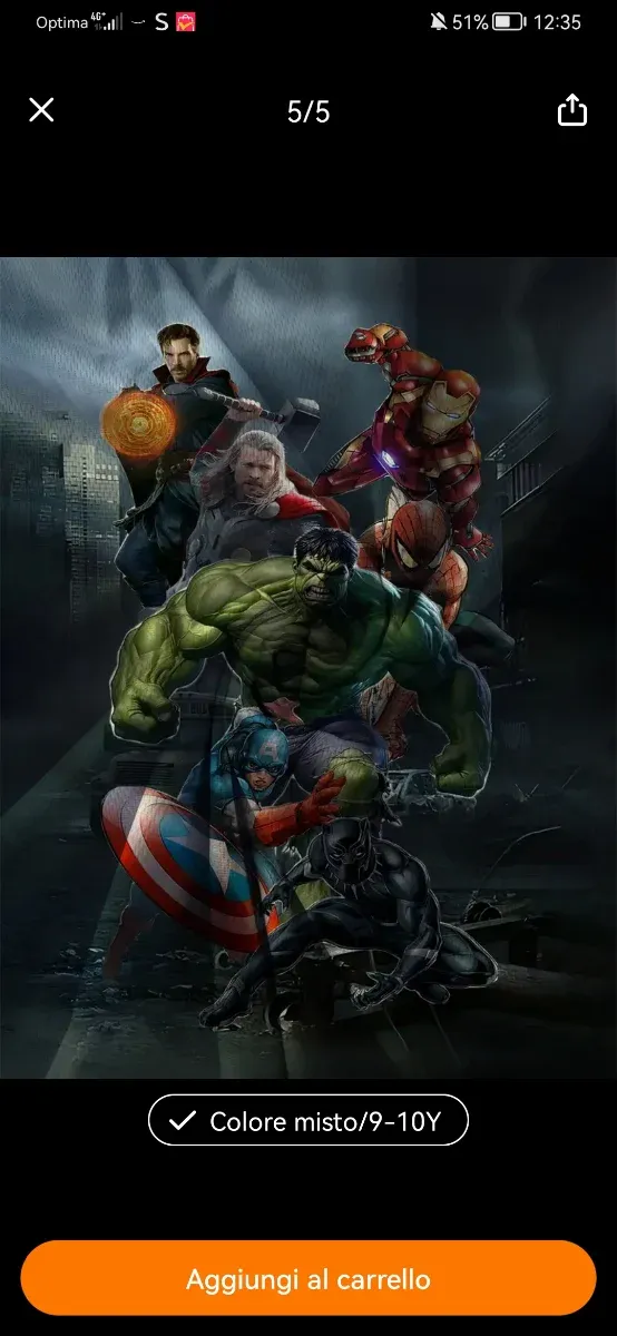 Maglia Avengers 9-10 anni