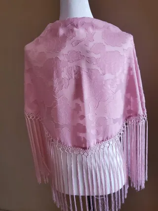 Mantoncillo Flamenco Rosa con Flecos