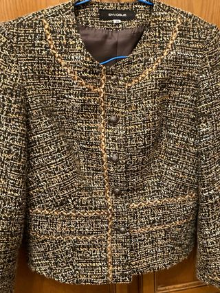 Chaqueta ENVOGUE Tweed Negra y Dorada Talla M