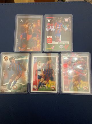 Lote 5 cromos fútbol: Lamine Yamal y Messi