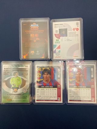 Lote 5 cromos fútbol: Lamine Yamal y Messi