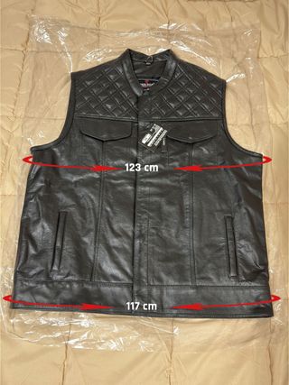 Chaleco de cuero 100 % auténtico, talla XXL