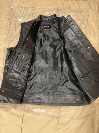 Chaleco de cuero 100 % auténtico, talla XXL