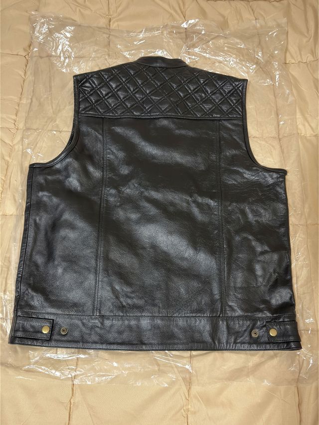 Chaleco de cuero 100 % auténtico, talla XXL