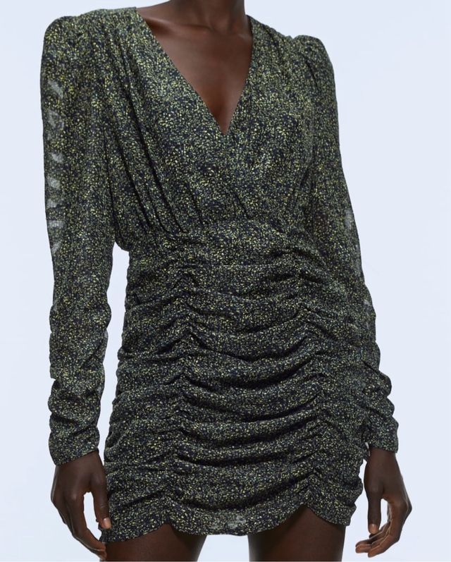 Vestido verde drapeado