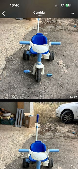 Triciclo infantil con manija Real Madrid