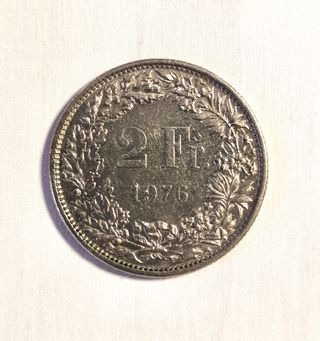 Moneda 2 Francos Suizos 1976