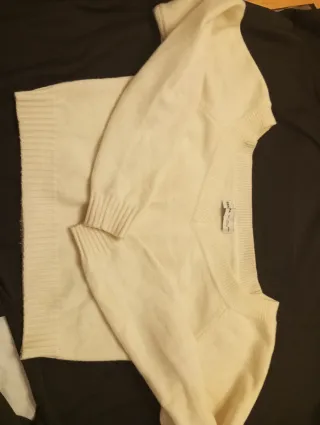 Jersey escote barco, blanco roto