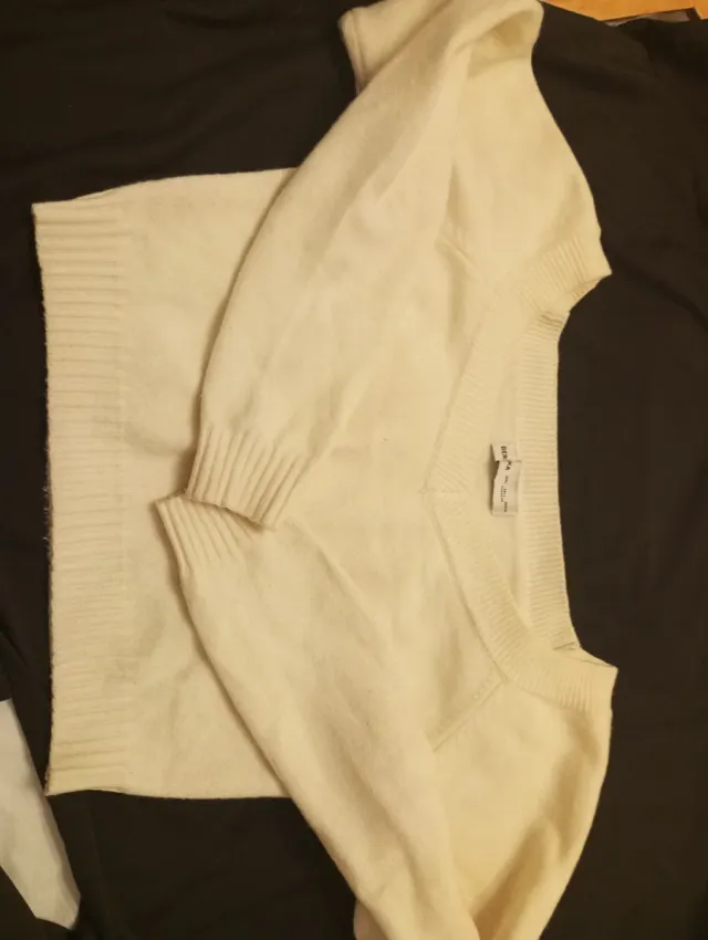 Jersey escote barco, blanco roto