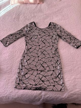 Vestido de fiesta lentejuelas plateadas