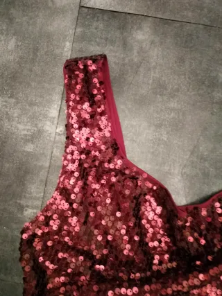 Vestido fiesta lentejuelas rojo/dorado Talla S