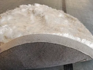 Tappeto rotondo pelo bianco e beige