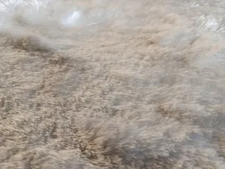 Tappeto rotondo pelo bianco e beige