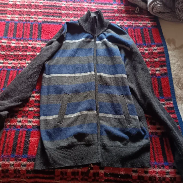 Chaqueta de rayas azul y gris Talla L