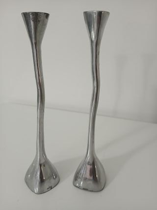 Coppia Candelabri Metallo Argento