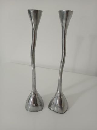 Coppia Candelabri Metallo Argento