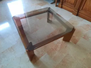 Tavolino legno e cristallo