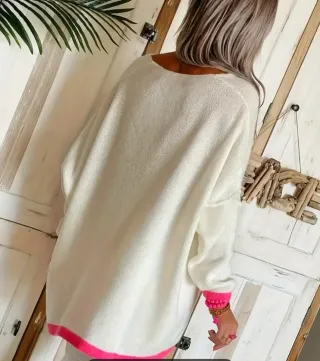 Jersey Mujer Blanco y Rosa