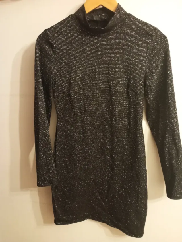 Vestido fiesta negro plateado