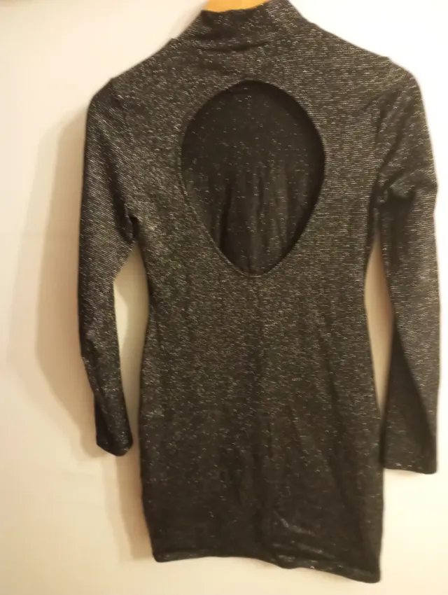 Vestido fiesta negro plateado