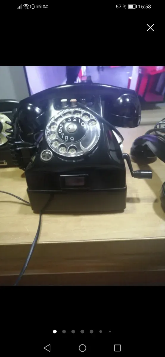 Telefono antico in bakelite nero per JUAN ERNESTO