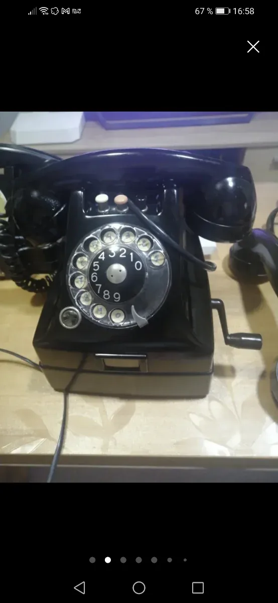 Telefono antico in bakelite nero per JUAN ERNESTO