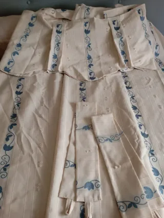 Tende soggiorno beige e blu