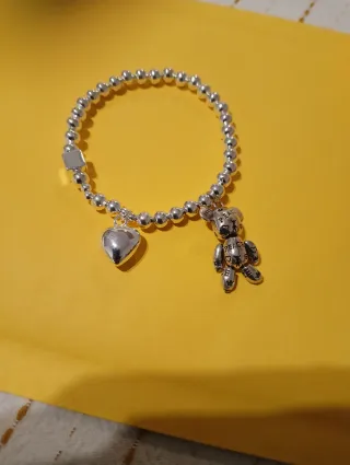 Pulsera Plata 925 Corazón y Oso