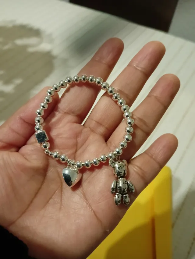 Pulsera Plata 925 Corazón y Oso