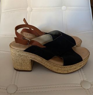 Sandalias tacón cuña Blanco negras y marrones