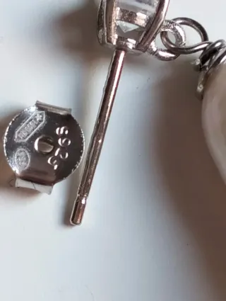 Orecchini Perle Barocche Zirconi Bianchi Argento