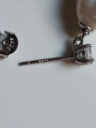 Orecchini Perle Barocche Zirconi Bianchi Argento