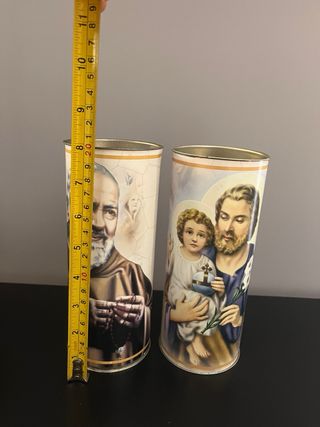 Coppia candele cimitero - San Giuseppe e Padre Pio