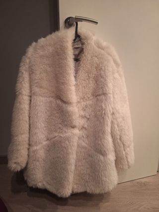 Abrigo pelo blanco Mango Talla S