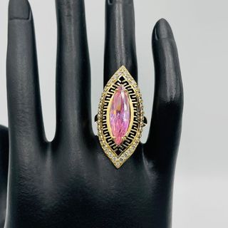 LANZADERA GRANDE GRECA PIEDRA ROSA 18K