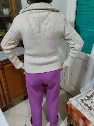 Maglia donna con zip beige