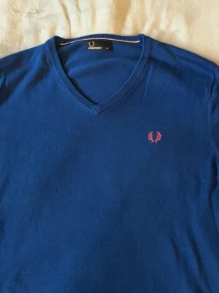Jersey Fred Perry Azul Talla M 100% algodón