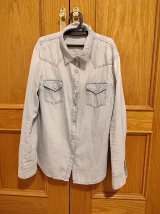 Camisa vaquera azul claro manga larga