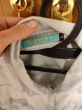 Camisa vaquera azul claro manga larga