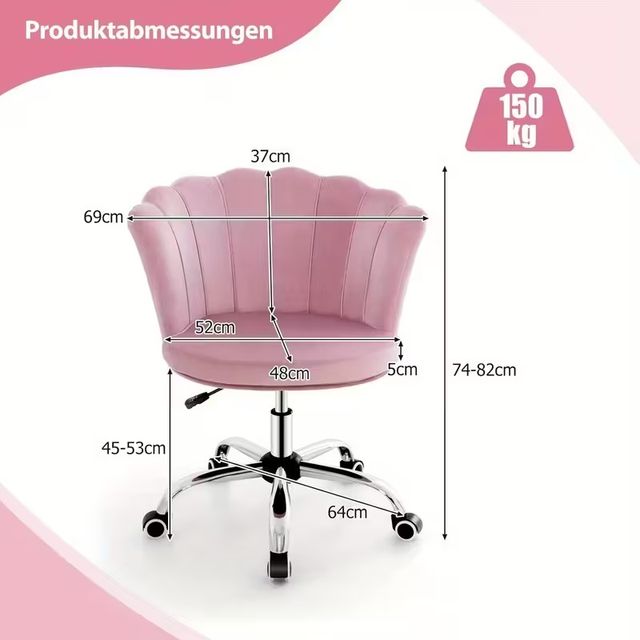 Sedia trucco regolabile, sedia imbottita in vellut